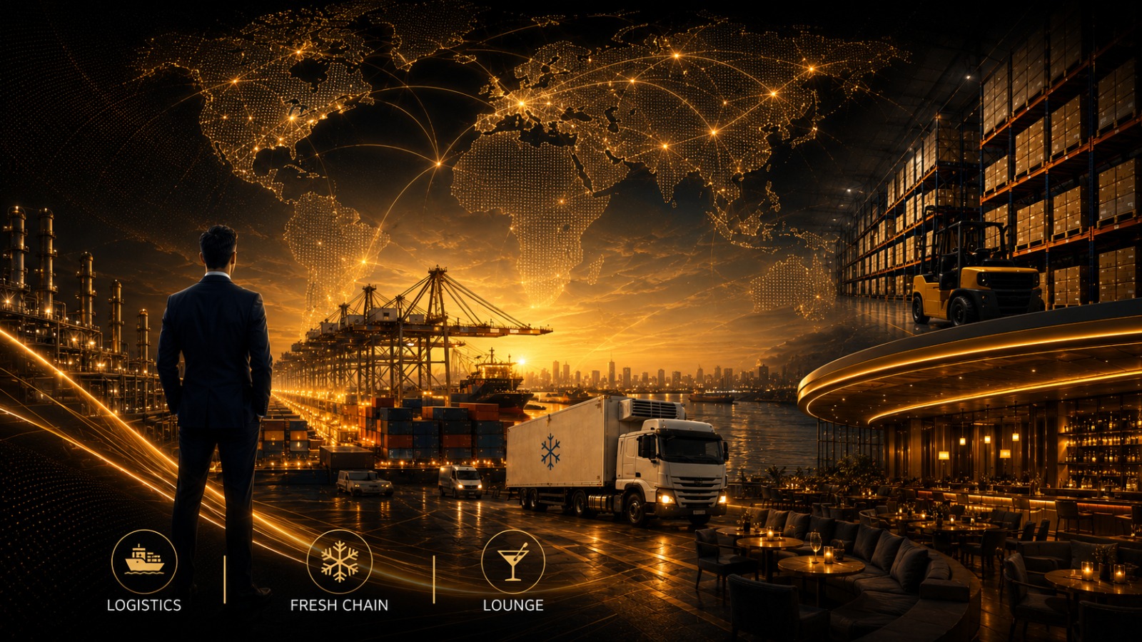 Reefer containers at an international port — Latino Global Ventures' international vision